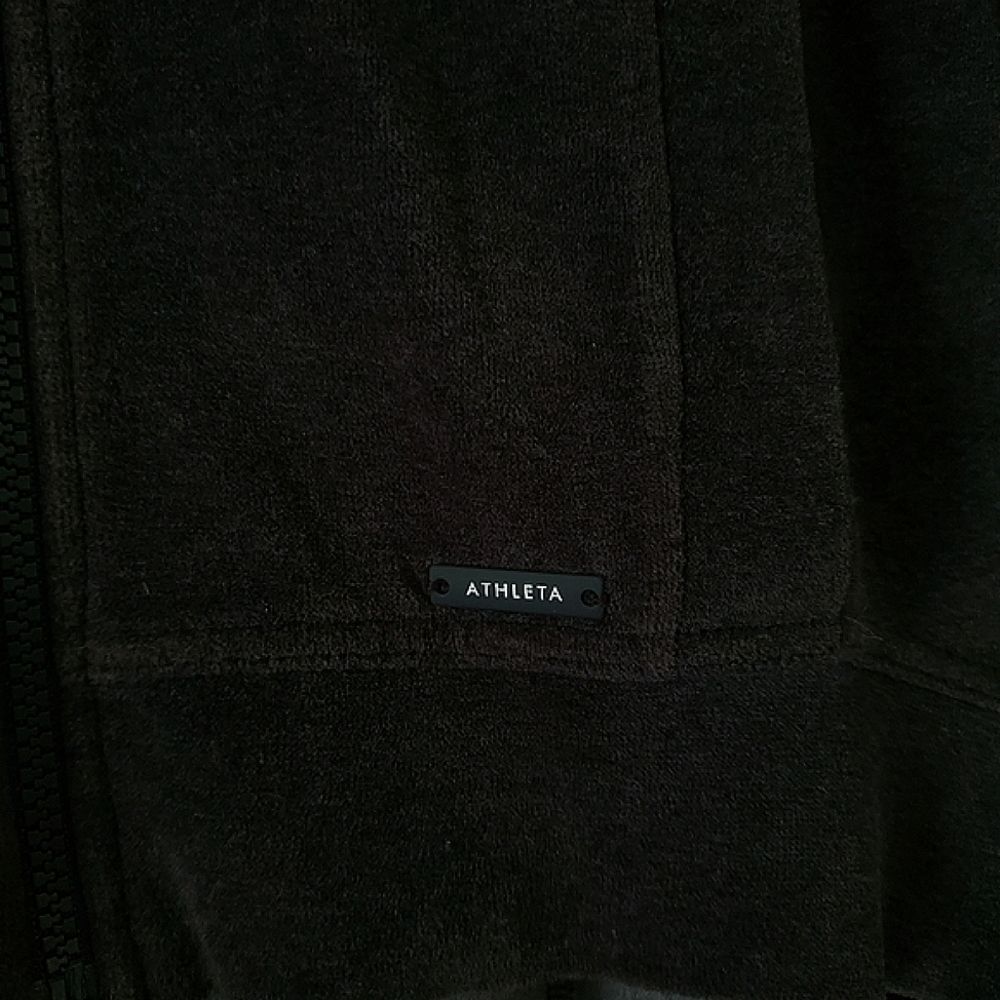 Athleta Gray Velour Full Zipper Hoodie Jacket Size S - Picture 4 of 5